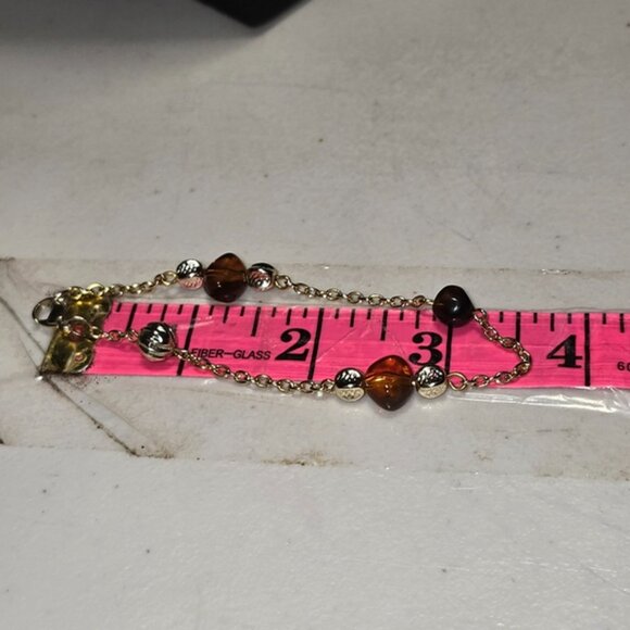 Vintage Handmade Gold Tone Beaded Chain Bracelet 18 - Picture 4 of 4